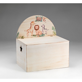 Ξύλινο κουτί βάπτισης με ζωά της ζούγκλας 49X35X50cm - ΚΩΔ:M11103-AD