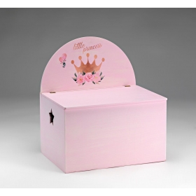 Ξύλινο ροζ κουτί βάπτισης με κορώνα 49X35X50cm - ΚΩΔ:M11106-AD