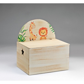 Ξύλινο κουτί βάπτισης με ζωά της ζούγκλας 49X35X50cm - ΚΩΔ:M4277-AD
