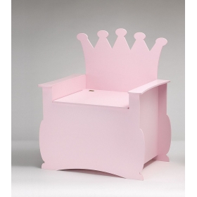 Ξύλινος ροζ θρόνος-κουτί βάπτισης κορώνα 54X40X63cm - ΚΩΔ:M6841-AD