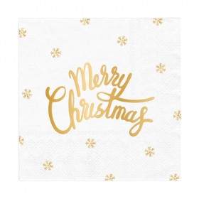 Χαρτοπετσέτες άσπρες Merry Christmas 33x33cm - ΚΩΔ:512630-BB