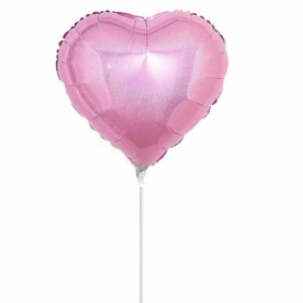 Μπαλόνι Foil - Mini Shape ρόζ καρδιά Holographic 25cm- ΚΩΔ:207FG019P-BB