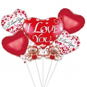 Σέτ Foil μπαλόνια καρδιές με αρκουδάκια- ΚΩΔ:207FS137-BB