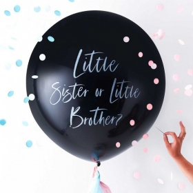 Latex μπαλόνι για Gender Reveal - Little Sister or Brother - 92cm - ΚΩΔ:TW-836-BB