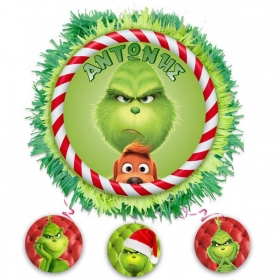 Χριστουγεννιάτικη πινιάτα Grinch με όνομα 40X40cm - ΚΩΔ:553153-185-BB