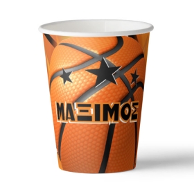 Χάρτινο ποτήρι μπάσκετ με όνομα 260ml - ΚΩΔ:P25922-158-BB