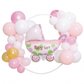 Σέτ μπαλόνια Baby Girl με κυκλικό frame - ΚΩΔ:400835-BB
