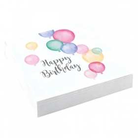 Χαρτοπετσέτες παστέλ Happy Birthday με μπαλόνια 33X33cm - ΚΩΔ:9903711-BB