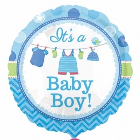 Μπαλόνι foil 45cm γέννησης baby boy μπουγάδα - ΚΩΔ:207KD013-BB