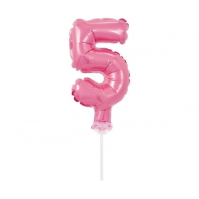 Αριθμός τούρτας 5 ροζ μπαλόνι 13cm - ΚΩΔ:BC-5RO5-BB