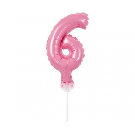 Αριθμός τούρτας 6 ροζ μπαλόνι 13cm - ΚΩΔ:BC-5RO6-BB