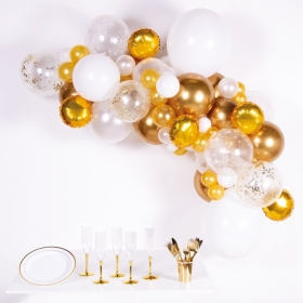 DIY γιρλάντα με μπαλόνια λευκά και χρυσά - ΚΩΔ:9910293-BB