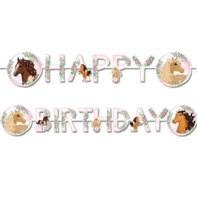 Γιρλάντα Happy Birthday άλογο φλοράλ 140cm - ΚΩΔ:9909878-BB