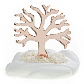 Plexiglass ροζ-χρυσό δέντρο της ζωής σε βότσαλο 5cm - ΚΩΔ:K498-NU