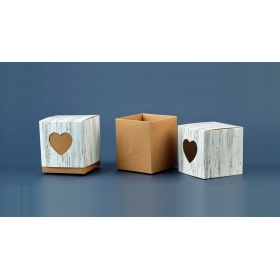 Χάρτινο κουτάκι διπλό με καρδιά 7X7X8cm - ΚΩΔ:NK338-NU