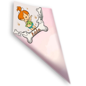 Χάρτινο χωνάκι για ζαχαρωτά Σταλίτσα-Flintstones με όνομα 20cm - ΚΩΔ:D1401-154-BB