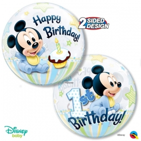 Μπαλονι Foil 22"(56Cm) Mickey Mouse «1St Birthday» Bubble Μονο – ΚΩΔ.:12864-Bb