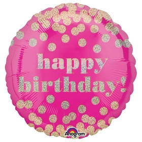 Φουξια Μπαλονι Foil Γενεθλιων «Happy Birthday» Πουα 45Cm – ΚΩΔ.:533809-Bb