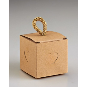Kουτάκι Χάρτινο Craft με καρδιά και χρυσό κορδόνι 5.5×5.5×5.5cm  - ΚΩΔ: 207-30169-CRAFT-MPU