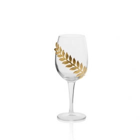 Ποτήρι κρασιού με χρυσό κλαδί ελιάς - ΚΩΔ:PR456-G