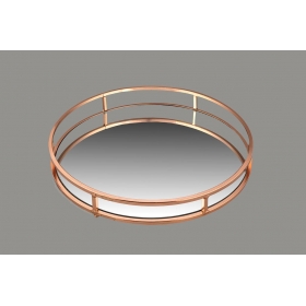 Δίσκος μεταλλικός ροζ-χρυσός με καθρέφτη 38X38cm - ΚΩΔ:NA523290-VI