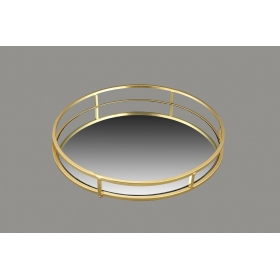 Δίσκος μεταλλικός χρυσός με καθρέφτη 38X38cm - ΚΩΔ:NA543290-VI