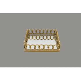 Δίσκος μεταλλικός χρυσός με καθρέφτη 30X30cm - ΚΩΔ:BG113480-VI