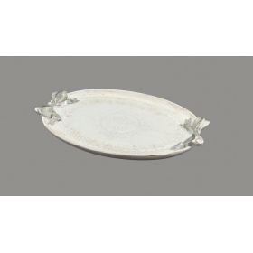 Δίσκος λευκός-ασημί φλωρεντιανός με φιόγκους 52X36cm - ΚΩΔ:RS012790-VI