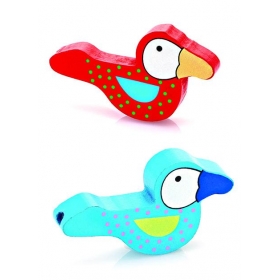 Ξύλινη σφυρίχτρα πουλάκι σε 2 χρώματα 9.5X5.5cm - ΚΩΔ:208-7552-MPU