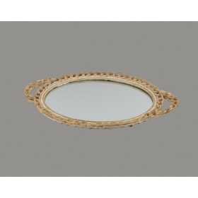Δίσκος vintage ιβουάρ-χρυσός με καθρέφτη 51X33.5cm - ΚΩΔ:CDA3442380-VI