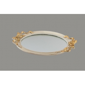 Δίσκος ιβουάρ-χρυσός με φιόγκους και καθρέφτη 49X35cm - ΚΩΔ:CDF2942190-VI