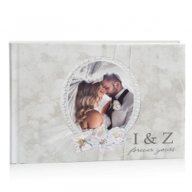 Βιβλίο ευχών γάμου - λευκά λουλούδια 27X21cm - ΚΩΔ:D15010-142-BB