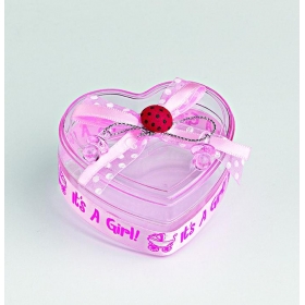 Κουτάκι PVC καρδιά ροζ baby girl 8X8X5cm - ΚΩΔ:209-9234-MPU
