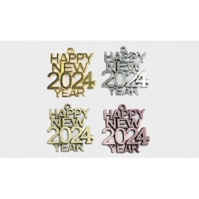 Μεταλλικό κρεμαστό Happy New Year 2024 3X3cm - ΚΩΔ:530075