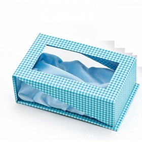 Χάρτινο-PVC κουτί σιέλ καρώ με παράθυρο 10X6X4cm - ΚΩΔ:207-0591-MPU