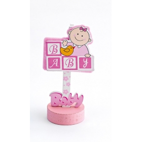 Ξύλινο διακοσμητικό baby ροζ 5X10cm - ΚΩΔ:208-8965-MPU