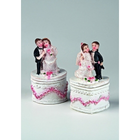 Πολυεστερική μπιζουτιέρα με γαμπρό και νύφη σε 2 σχήματα 5X8cm - ΚΩΔ:204-9113-MPU