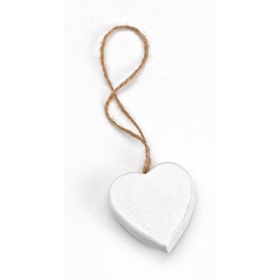 Ξύλινη λευκή καρδιά με σχοινάκι 5X5.5cm - ΚΩΔ:208-8032-MPU