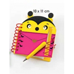 Ξύλινο φούξια σημειωματάριο μελισσούλα 10X11cm - ΚΩΔ:209-8103-MPU