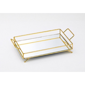 Μεταλλικός δίσκος χρυσός με καθρέφτη 40X22X6.5cm - ΚΩΔ:644-30507-MPU