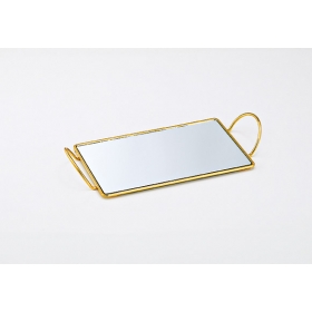 Μεταλλικός δίσκος χρυσός με καθρέφτη 35X18X5cm - ΚΩΔ:644-30521-MPU