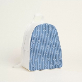 Τσάντα backpack με σχέδιο μπλε ριγέ και άγκυρες 43X35X23cm - ΚΩΔ:843212-NT