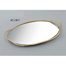 Δίσκος οβάλ μεταλλικός χρυσός με καθρέφτη 47X30cm - ΚΩΔ:144-633-MPU