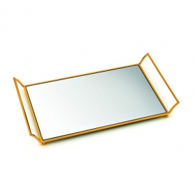 Δίσκος μεταλλικός χρυσός με καθρέφτη 46X26cm - ΚΩΔ:144-7043-MPU