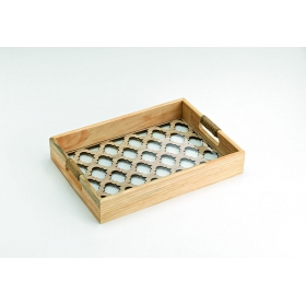 Δίσκος ξύλινος με plexiglass βάση 35X25X6cm - ΚΩΔ:144-71272-MPU