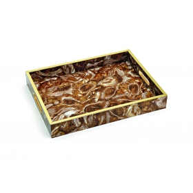 Δίσκος ξύλινος καφέ μάρμαρο 40X30X5.5cm - ΚΩΔ:144-71301-MPU