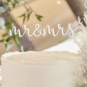 Ακρυλικό topper γαμήλιας τούρτας Mr & Mrs 17.7X11.7cm - ΚΩΔ:PAMA-108-BB