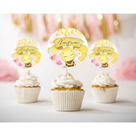 Topper cupcake μέλισσα με όνομα 5.5cm - ΚΩΔ:P25917-136-BB