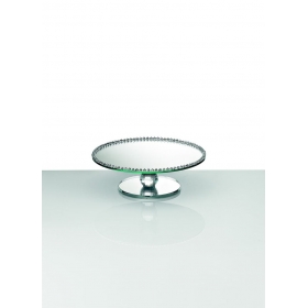 Τουρτιέρα γυάλινη στρόγγυλη με καθρέφτη 25X8cm  - ΚΩΔ:402-7009-MPU
