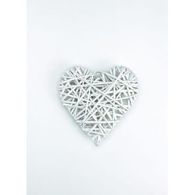 Κρεμαστή λευκή καρδιά μπαμπού 25X25cm - ΚΩΔ:408-8077-MPU